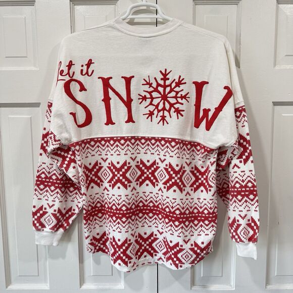 Spirit Jersey Vintage “Let It Snow” Red Snow Flakes Moose Fair Isle Shirt Size S - Picture 3 of 11